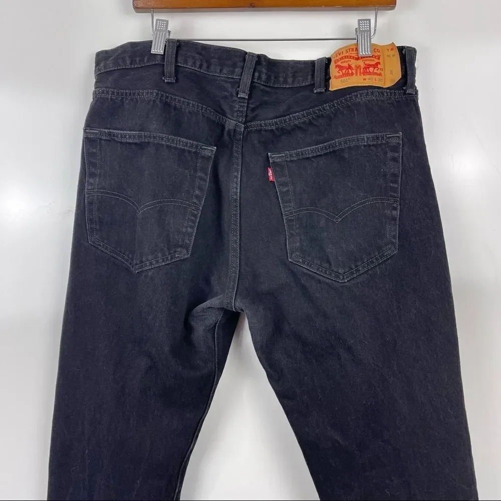 Levi's Classic 501 Straight Leg Jeans Black Button Fly Men's Size 40x30